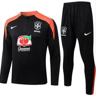 Chándal Brasil 2026 (Black Half Zipper)